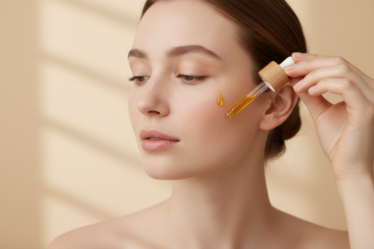 Irish woman applying Turmeric Serum