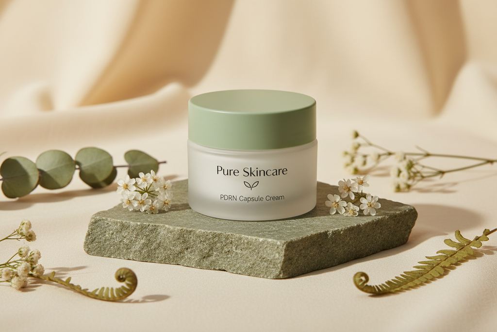 PDRN Capsule Cream with Irish elements - solid white jar