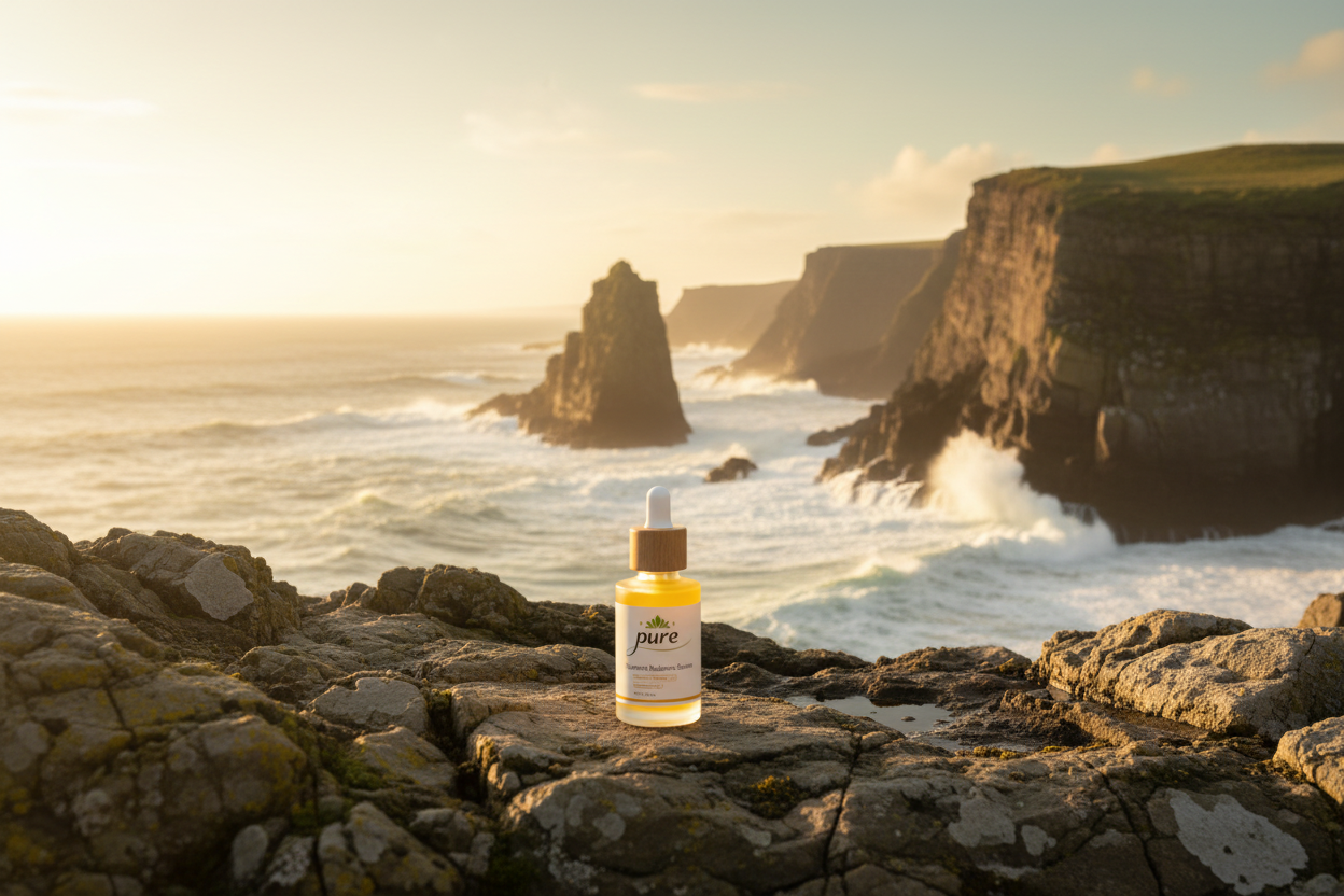 Turmeric Serum on Irish coast